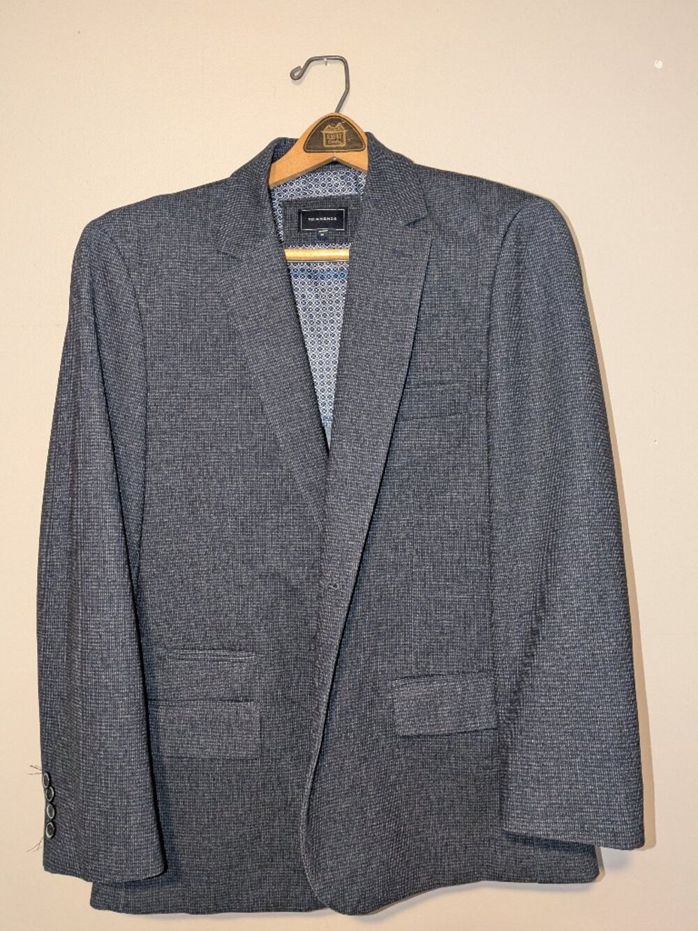 7 Diamonds Blazer Medium Blue Gray Sport Coat Modern Slim Fit Jacket 38R